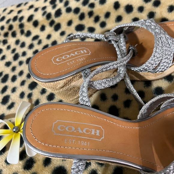 Coach Braided Silver Wedge Sandal - Picture 5 of 5